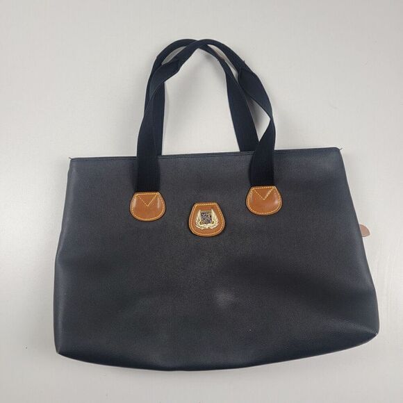 Vintage Lancel Black Canvas/ Leather Tote Bag Business Messenger Travel - Picture 1 of 16
